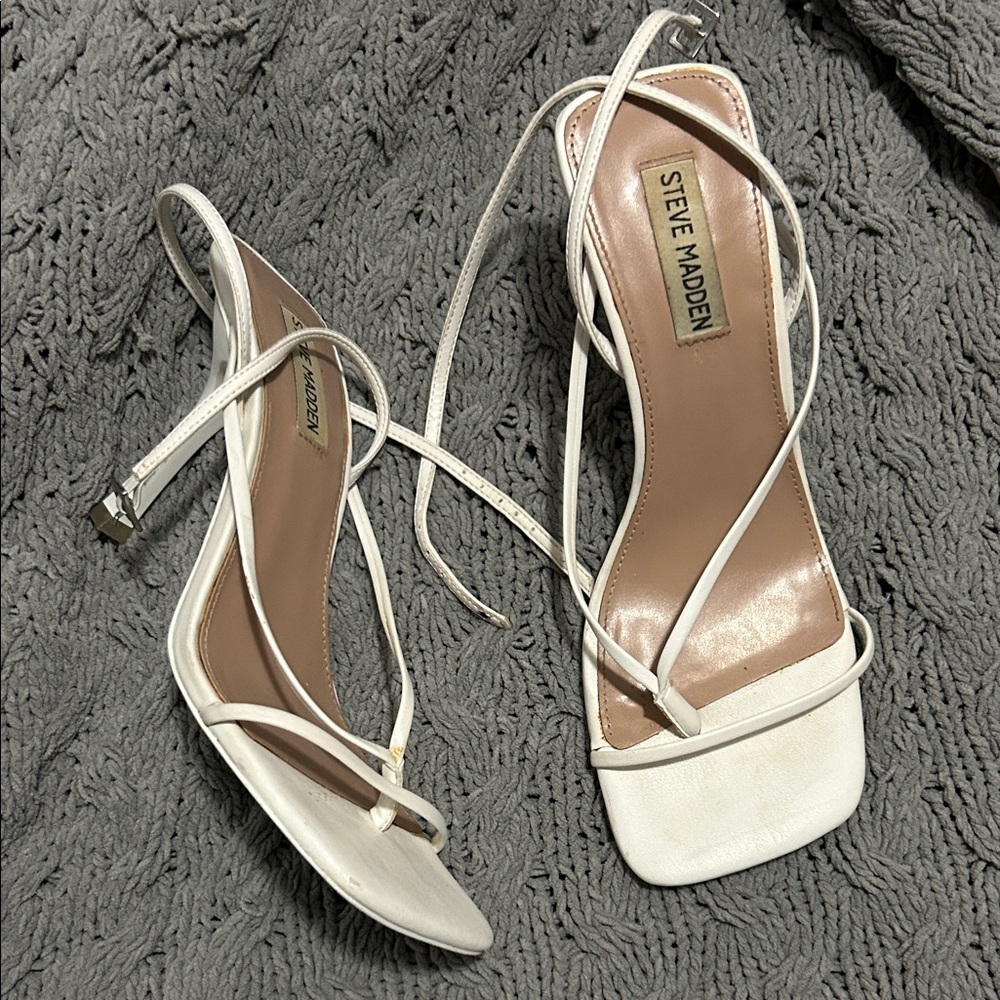 Steve Madden Elegant White Strappy Heels 8.5